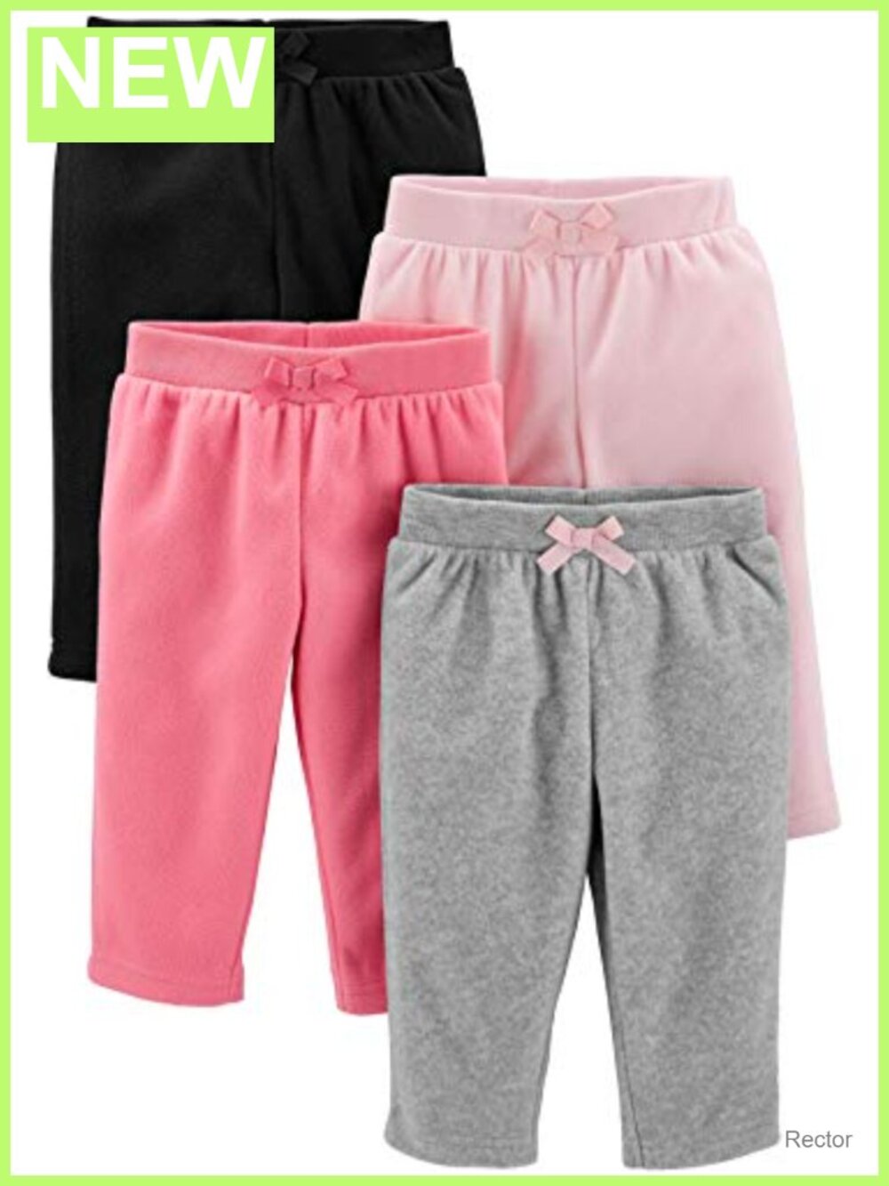 Baby Girls 4-Pack Fleece Pants Tapered High Rise Pull On